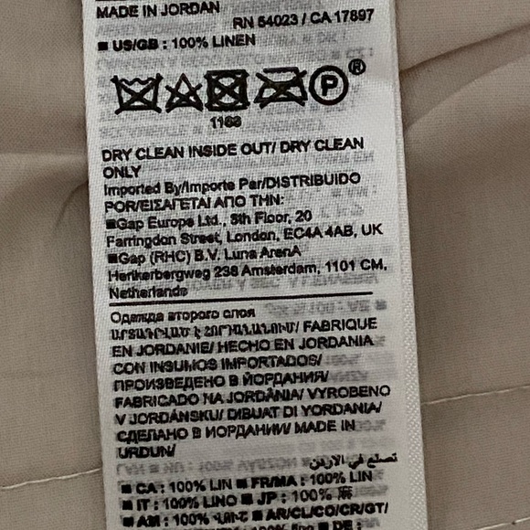 NWT. Banana Republic Beige Palma Straight Leg Linen Pants, Sz 8L - Picture 9 of 13